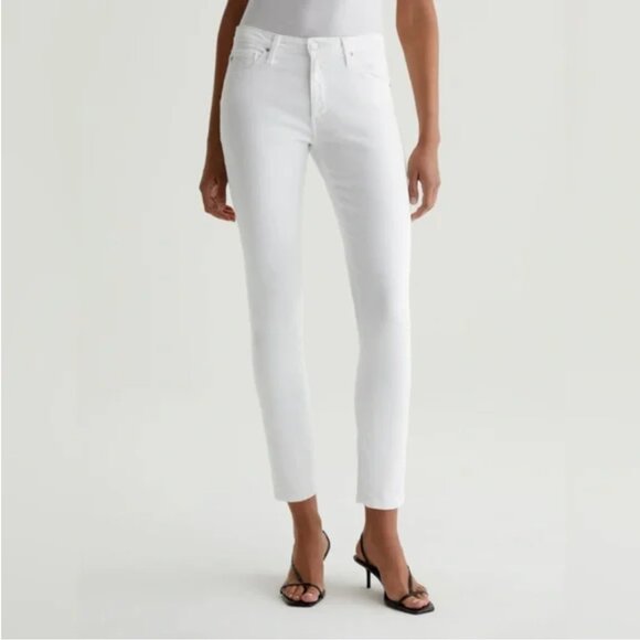 AG Adriano Goldschmied The Prima Cigarette Leg White Denim Ankle Jeans Sz 26 NEW - Picture 1 of 11
